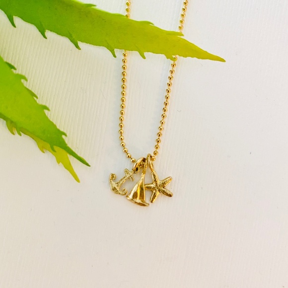 Anchor Sailboat Starfish Necklace Catherine Weitzman Gold Vermeil - Picture 1 of 4